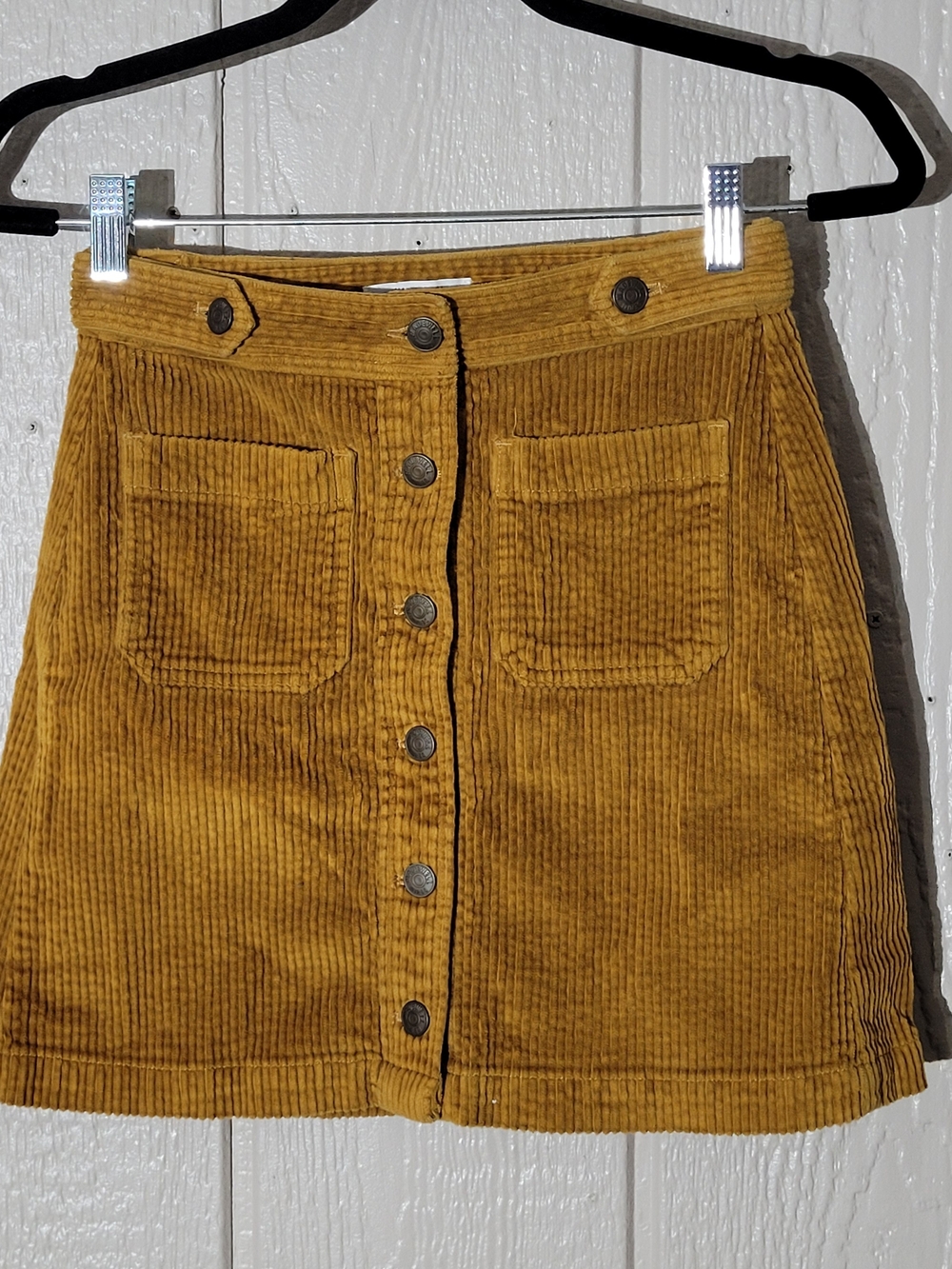 Madewell Mustard Corduroy Button-Front Mini Skirt